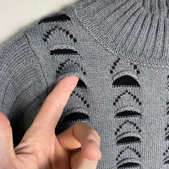 Giovana Women's Gray Long Sleeve Eye Like‎ Patterned Mini Sweater Dress Medium - Picture 5 of 16